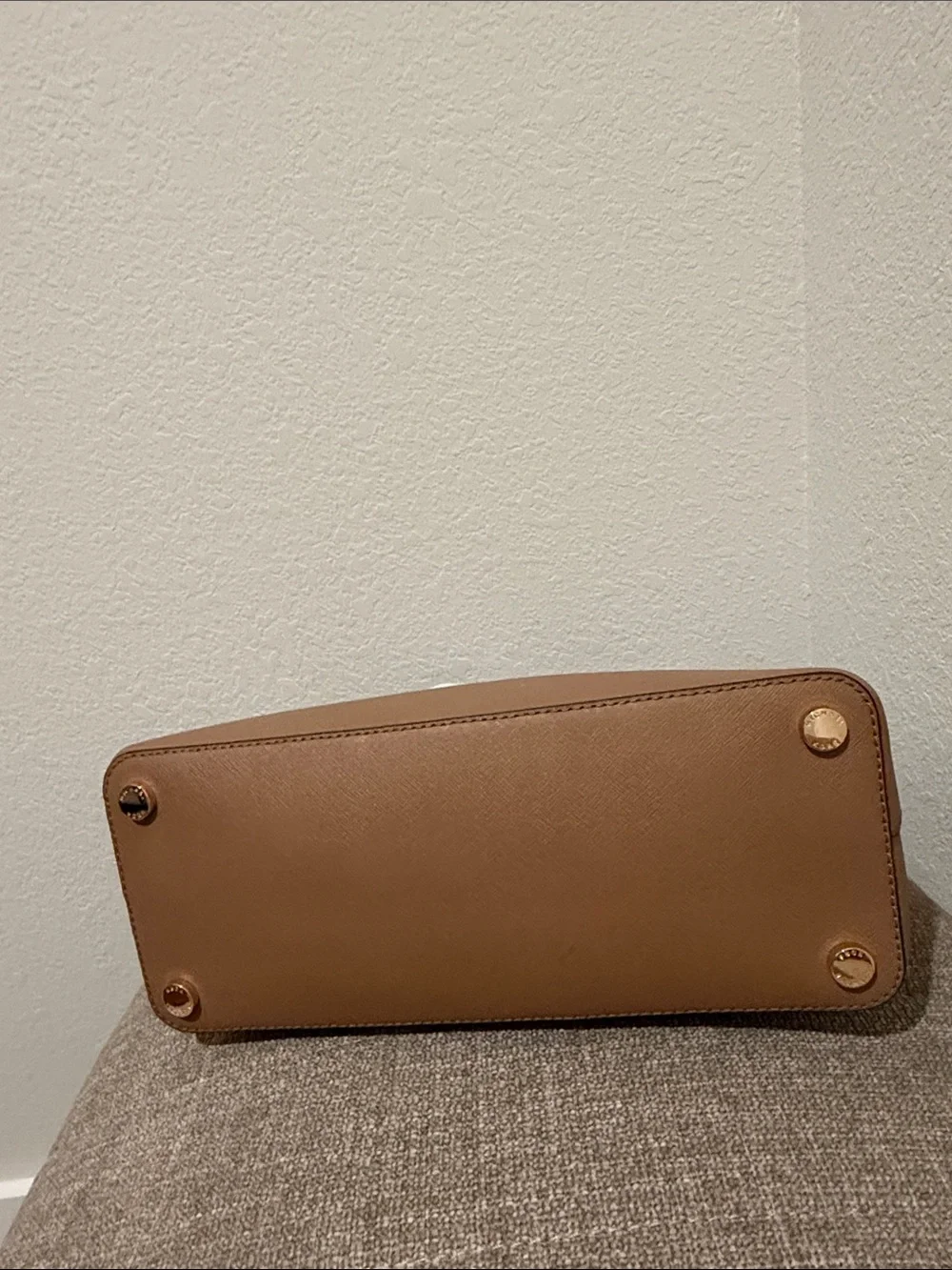 Michael Kors Camel Saffiano Dome Satchel with Gold Hardware